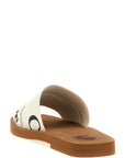 Chloé White Linen Flat Sandals