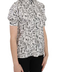 Dolce & Gabbana Trumpet Print Button Front Silk Top Blouse