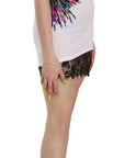 Dsquared² White Printed Crew Neck Sleeveless Bodycon Mini Dress