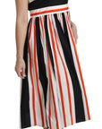 Dolce & Gabbana Multicolor Stripes A-Line Pleated Midi Dress