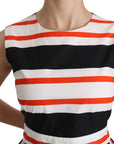 Dolce & Gabbana Multicolor Stripes A-Line Pleated Midi Dress