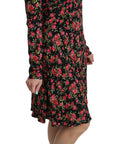 Dolce & Gabbana Black Floral Longsleeve Knee Length Dress
