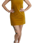 Dolce & Gabbana Mustard Velvet Stretch Shift Mini Dress
