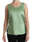 Dolce & Gabbana Green Sleeveless 100% Silk Top Tank Blouse