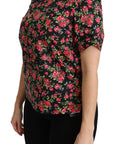 Dolce & Gabbana Black Floral Roses Short Sleeve Top Blouse