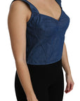 Dolce & Gabbana Blue Sleeveless Bustier Blouse Cotton Top