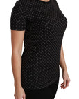Dolce & Gabbana Black Dotted Crewneck Cotton Top T-shirt