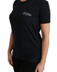 Dolce & Gabbana Blue Amore Patch Crewneck Cotton Top T-shirt