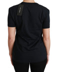 Dolce & Gabbana Blue Amore Patch Crewneck Cotton Top T-shirt