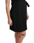 Dolce & Gabbana Black Stretch Satin Jacquard Mini Dress