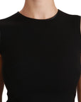 Dolce & Gabbana Black Fit Flare Wool Stretch Sheath Dress