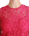 Dolce & Gabbana Pink Floral Lace Shift Gown Mini Dress
