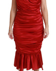 Dolce & Gabbana Red Silk Stretch Mermaid Bodycon Dress