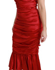 Dolce & Gabbana Red Silk Stretch Mermaid Bodycon Dress