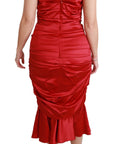 Dolce & Gabbana Red Silk Stretch Mermaid Bodycon Dress