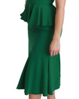Dolce & Gabbana Green Heart Patch Mermaid Midi Viscose Dress