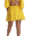 Dolce & Gabbana Yellow Pleated A-line Mini 100% Silk Dress