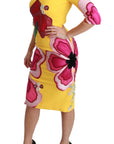 Dolce & Gabbana Yellow Floral Crystal Bodycon Sheath Dress
