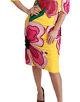 Dolce & Gabbana Yellow Floral Crystal Bodycon Sheath Dress