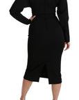 Dolce & Gabbana Black Bodycon Sheath Midi Stretch Dress