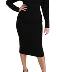 Dolce & Gabbana Black Bodycon Sheath Midi Stretch Dress