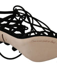 Dolce & Gabbana Black Suede Strap Stilettos Shoes Sandals