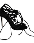 Dolce & Gabbana Black Suede Strap Stilettos Shoes Sandals