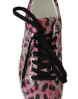 Dolce & Gabbana Pink Leopard Print Training Leather Flat Sneakers