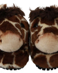 Dolce & Gabbana Brown Giraffe Slippers Flats Sandals Shoes