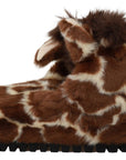 Dolce & Gabbana Brown Giraffe Slippers Flats Sandals Shoes
