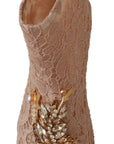 Dolce & Gabbana Pink Crystal Lace Booties Stilettos Shoes