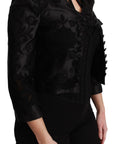 Dolce & Gabbana Black Floral Jacquard Blazer Silk Jacket