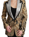 Dolce & Gabbana Black Gold Jacquard Blazer Jacket