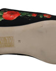 Dolce & Gabbana Black Floral Crystal Slingbacks Flats Shoes