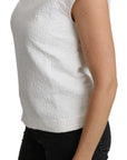 Dolce & Gabbana White Floral Brocade Blouse Cotton Top