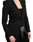 Dolce & Gabbana Black Brocade Single Breasted Blazer Jacket