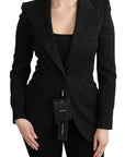 Dolce & Gabbana Black Brocade Single Breasted Blazer Jacket