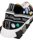 Dolce & Gabbana Black Multicolor Crystal Sneakers Shoes