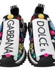 Dolce & Gabbana Black Multicolor Crystal Sneakers Shoes