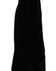 Dolce & Gabbana Black Velvet Crystal Square Heels Shoes