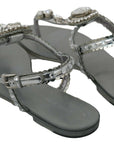 Dolce & Gabbana Silver Crystal Sandals Flip Flops Shoes