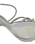 Dolce & Gabbana Silver Crystal Ankle Strap Sandals Shoes