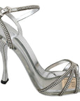 Dolce & Gabbana Silver Crystal Ankle Strap Sandals Shoes