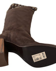 Dolce & Gabbana Brown Suede Studded Knee High Shoes Boots