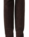 Dolce & Gabbana Brown Suede Studded Knee High Shoes Boots