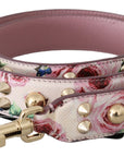 Dolce & Gabbana Pink Floral Leather Stud Accessory Shoulder Strap