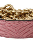 Dolce & Gabbana Pink Leather Gold Chain Accessory Shoulder Strap