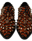 Dolce & Gabbana Orange Pony Hair Crystal Dress Broque Shoes