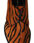 Dolce & Gabbana Orange Pony Hair Formal Dress Broque Shoes
