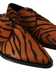 Dolce & Gabbana Orange Pony Hair Formal Dress Broque Shoes